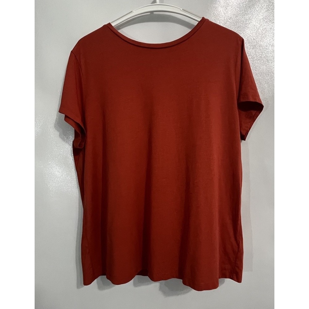 Quince L Modal Crew Neck T shirt Tee Womens Burnt Sienna Orange Sustainable